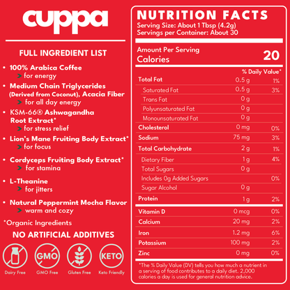 Cuppa Medium Roast Mushroom Coffee 30 Servings